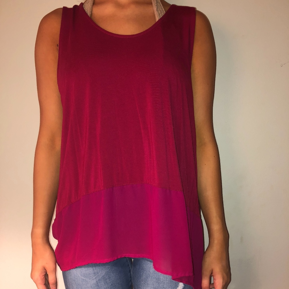 Burgundy Tank with Chiffon Bottom